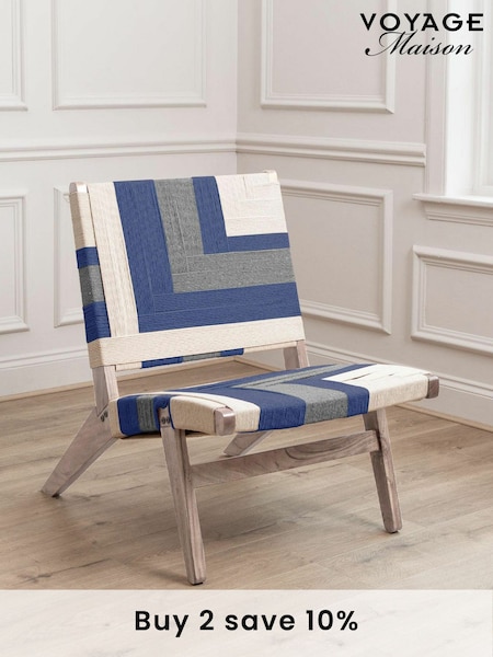 Voyage Maison Blue Ballari Geometric Boho Chair (B46370) | £320