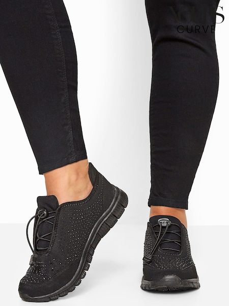 Yours Curve Black Extra Wide Fit Titania Gem Trainers (B46417) | £31