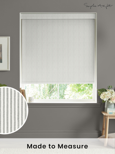 Sophie Allport Grey Stamford Stripe Made to Measure Roller Blinds (B46616) | £58
