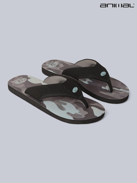 Animal Grey Dark Mens Jekyl Flip Flops (B47091) | £29