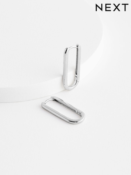 Sterling Silver Oval Hoop Earrings (B47167) | £24