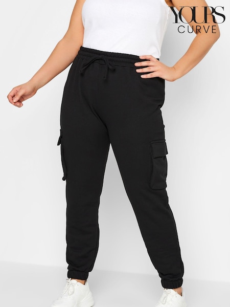 Yours Curve Black Cargo Joggers (B47279) | £27