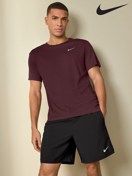 Nike Burgundy Crush Dri-FIT Miler Running T-Shirt (B47296) | £33