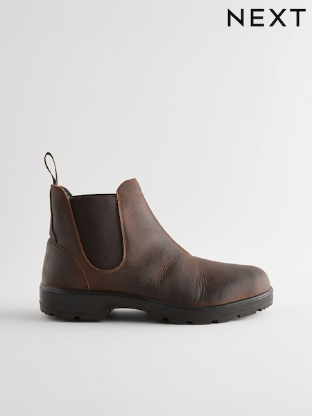 Brown Waterproof Leather Chelsea Boots (B47401) | £70