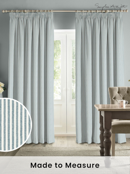 Sophie Allport Blue Stamford Stripe Made to Measure 100% Cotton Curtains (B47413) | £91