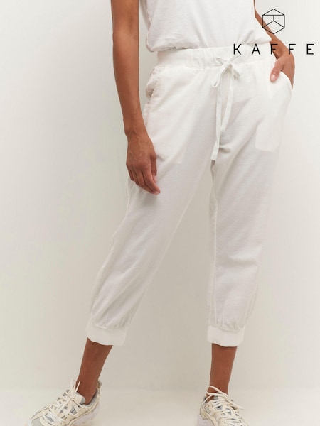 Kaffe Naya Capri Cropped 100% Cotton Trousers (B47740) | £35