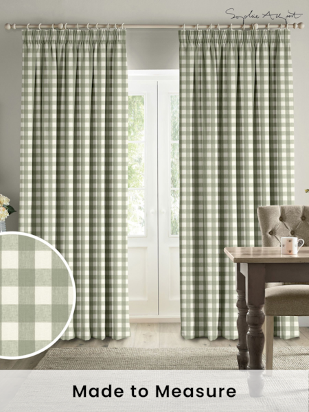 Sophie Allport Green Gingham Made to Measure 100% Cotton Curtains (B47847) | £91