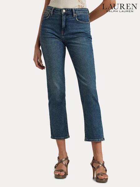 Lauren Ralph Lauren Blue High Rise Straight Leg Ankle Jeans (B47971) | £75
