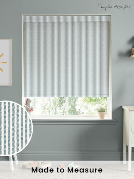 Sophie Allport Blue Stamford Stripe Made to Measure Roller Blinds (B48001) | £58