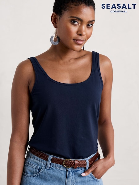 Seasalt Cornwall Blue Tidal Drift Jersey Vest (B48105) | £15