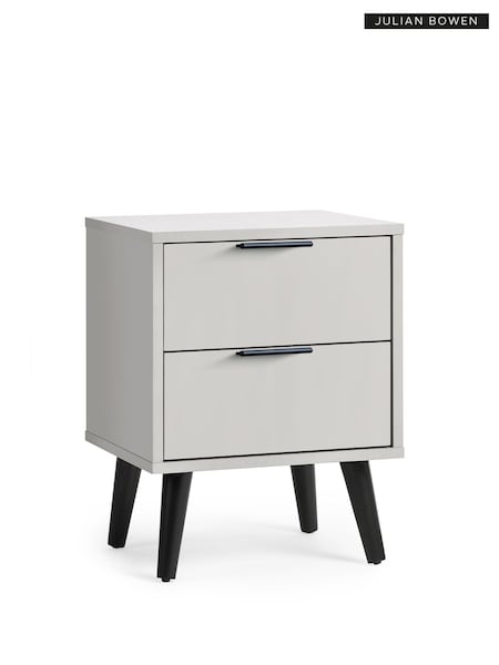 Julian Bowen Grey Alba 2 Drawer Bedside Table (B48140) | £145