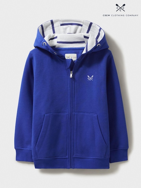 Crew Clothing Blue Blue Zip Up 100% Cotton Hoodie (B48471) | £26 - £34