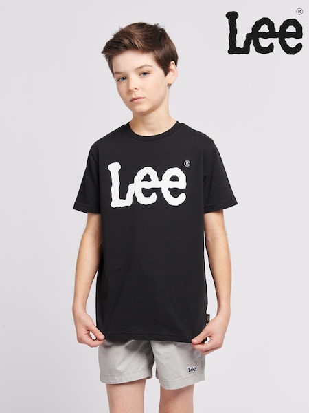 Lee Black Boys Wobbly Graphic Print 100% Cotton T-Shirt (B48595) | £18 - £22