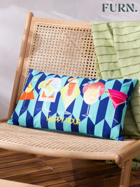 Furn Blue Happy Hour Abstract Outdoor Cushion (B48639) | £15