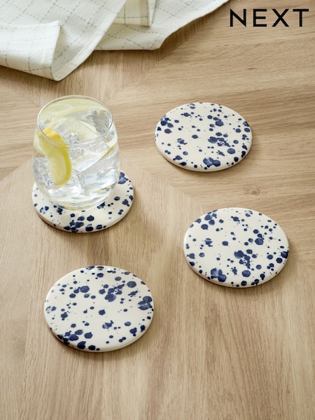 Set of 4 Blue Splatter Ceramic Coasters (B48695) | £14