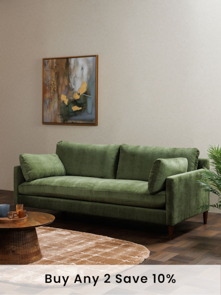 Barker and Stonehouse Olive Green Kaplan Velvet 3 Seater Sofa (B48727) | £975
