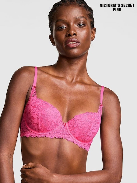 Victoria's Secret PINK Pink Rose Lace Lightly Lined Balcony Bra (B48913) | £35