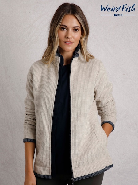 Weird Fish Cream Ariana Full Zip Grid Fleece (B49177) | £60