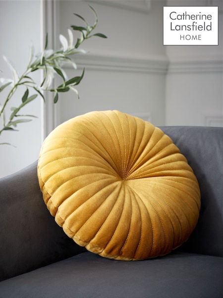 Catherine Lansfield Mustard Round Soft Touch Cushion (B49224) | £13