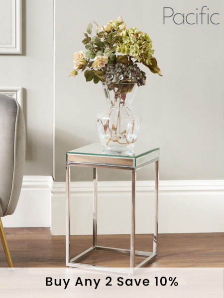 Pacific Mirrored Glass and Metal Small Square Side Table (B49645) | £180