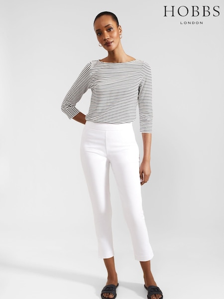 Hobbs White Capri Giselle Trousers (B50341) | £79
