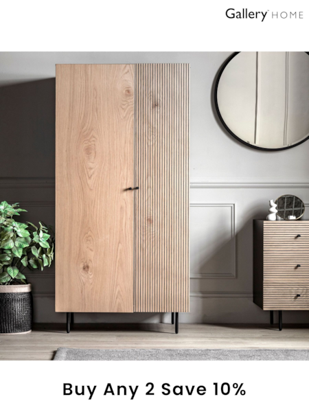Gallery Home Black Nador Oak Style Double Wardrobe (B50380) | £533