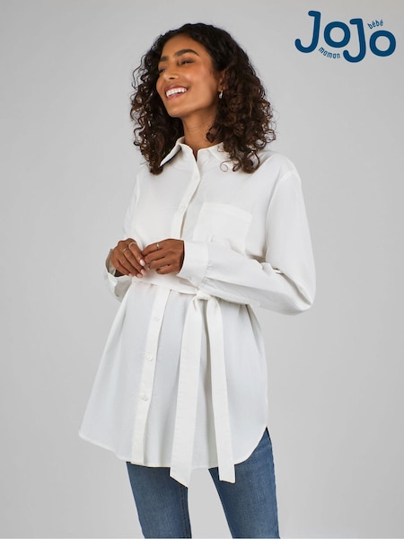JoJo Maman Bébé White Maternity Poplin Shirt (B50479) | £39.50