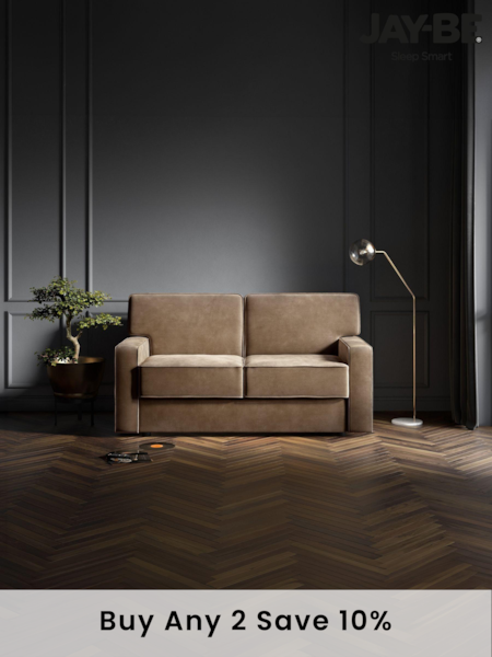 Jay-Be Luxe Velvet Cedar Mink Brown Linea 2 Seater Sofa Bed (B50706) | £2,245