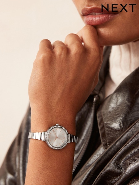 Silver Tone Mixed Metal Expander Watch (B50778) | £34
