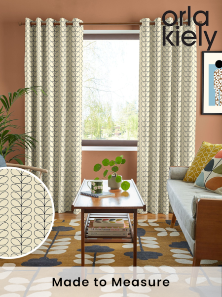Orla Kiely Black Linear Stem Made to Measure 100% Cotton Curtains (B50918) | £91
