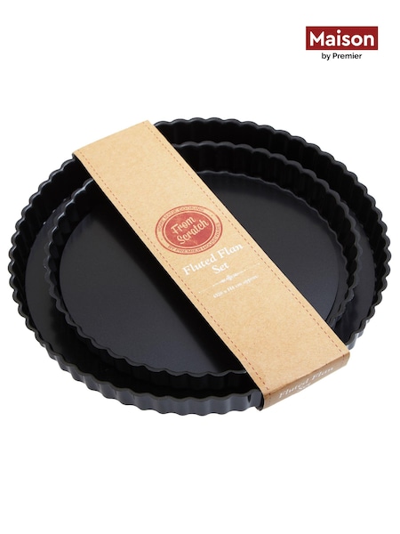 Maison by Premier Black From Scratch Set Of Two Fluted Flan Dishes (B51261) | £30