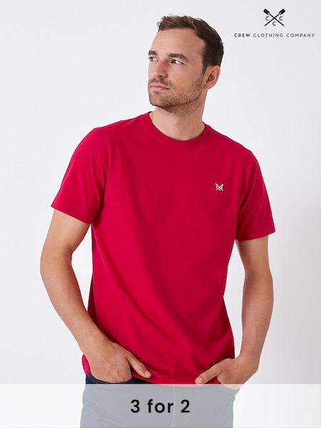 Crew Clothing Red Chrome Plain 100% Cotton Classic T-Shirt (B51287) | £25