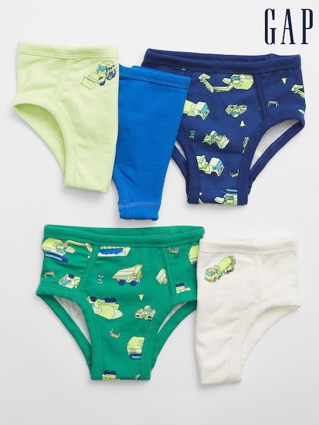 Gap Green Print 5 Pack Cotton Stretch Briefs (2-5yrs) (B51372) | £18
