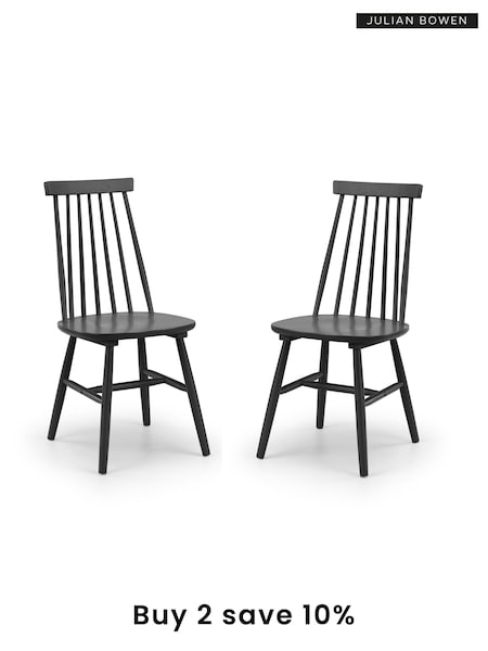 Julian Bowen Set of 2 Black Alassio Spindle Back Dining Chairs (B51439) | £170