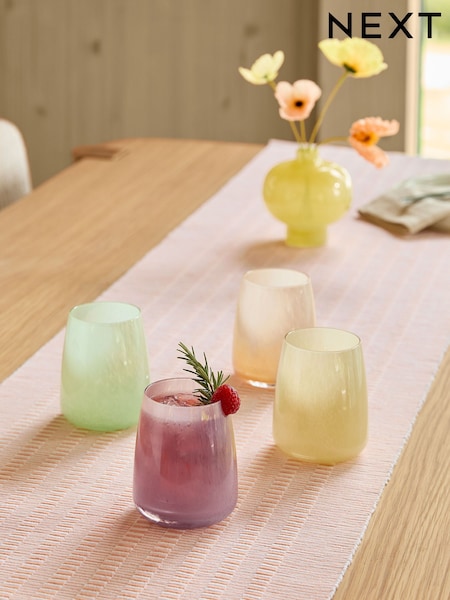 Set of 4 Multi Renew Pastel Tumbler Glasses (B51471) | £30