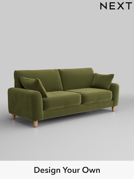 Plush Velvet Easy Clean/Mid Olive Green Campbell (B51553) | £1,275