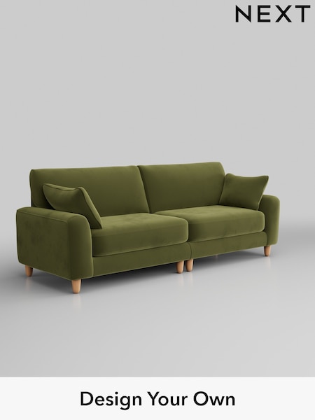 Plush Velvet Easy Clean/Mid Olive Green Campbell (B51553) | £1,375
