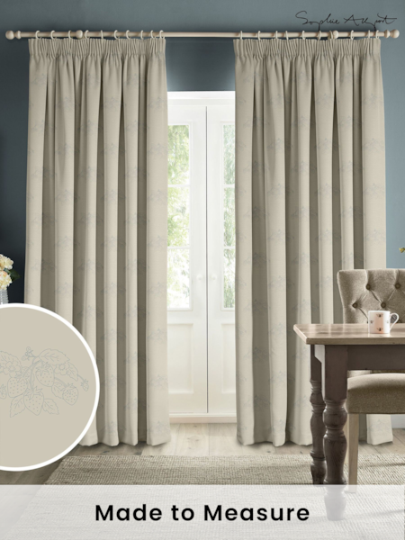Sophie Allport Duck Egg Blue Vector Strawberry Made to Measure 100% Cotton Curtains (B51637) | £91