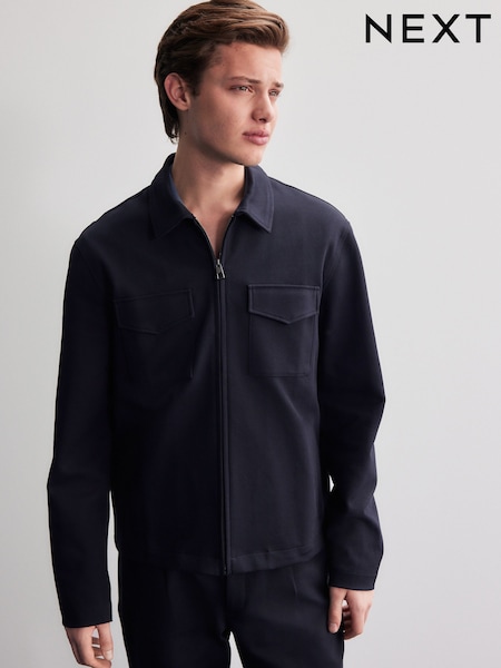 Navy Blue Jersey Shacket (B51730) | £45