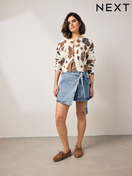 Mid Blue Wrap Denim Mini 100% Cotton Skirt (B51982) | £30
