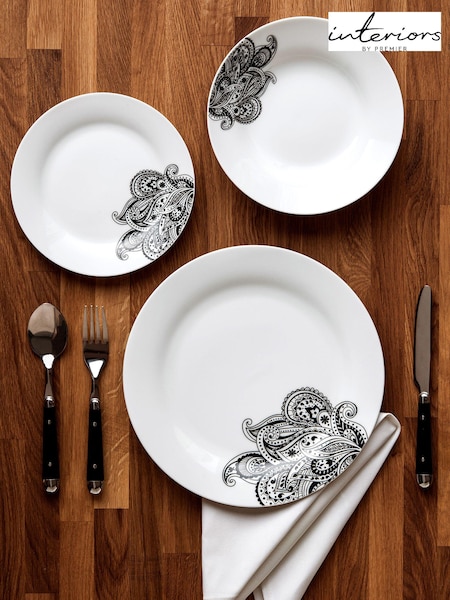 Interiors by Premier White Avie 12 Piece Prince Dinner Set (B52163) | £51