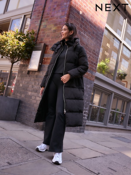 Black Shower Resistant Padded Hooded Coat (B52320) | £82