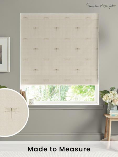 Sophie Allport Neutral Gold Vector Dragonfly Made to Measure 100% Cotton Roman Blinds (B52524) | £79