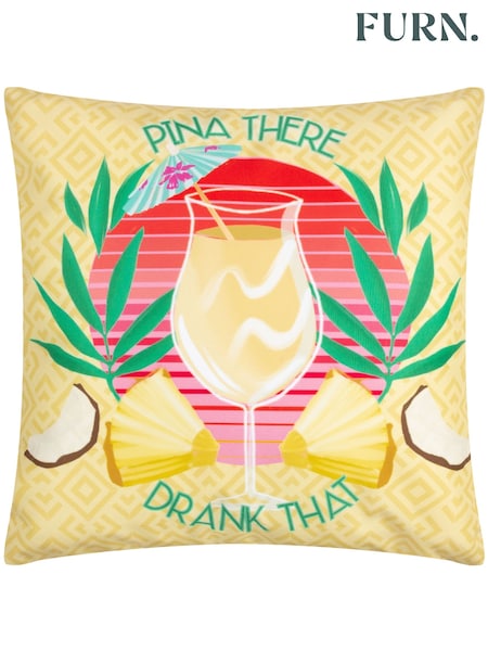 Furn Yellow Pina There Abstract Outdoor Cushion (B52781) | £15