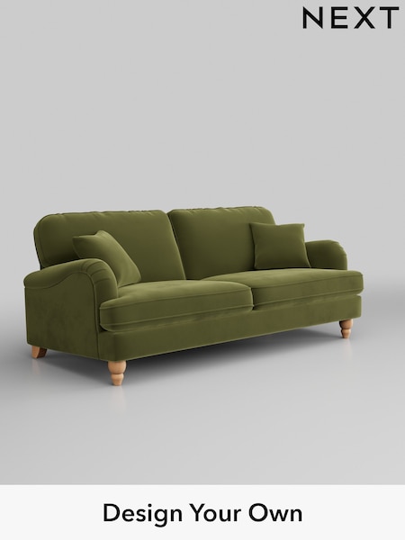 Plush Velvet Easy Clean/Mid Olive Green Lilly Ii (B52887) | £1,050