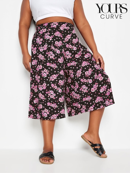 Yours Curve Black Flat Front Culottes (B52908) | £27