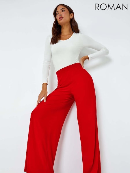 Roman Red Wide Leg Stretch Trousers (B52920) | £32