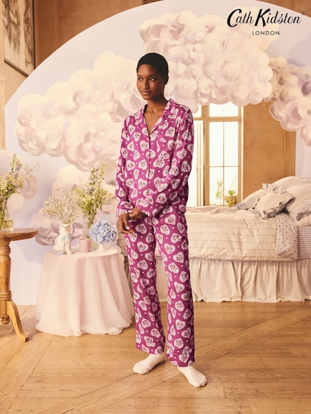 Cath Kidston Pink Hearts Button Up Pyjama Set (B53187) | £49