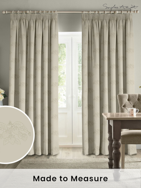 Sophie Allport Sage Green Vector Strawberry Made to Measure Curtains (B53360) | £91