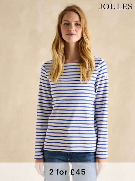 Joules Harbour Blue/White Boat Neck Breton Top (B53908) | £30